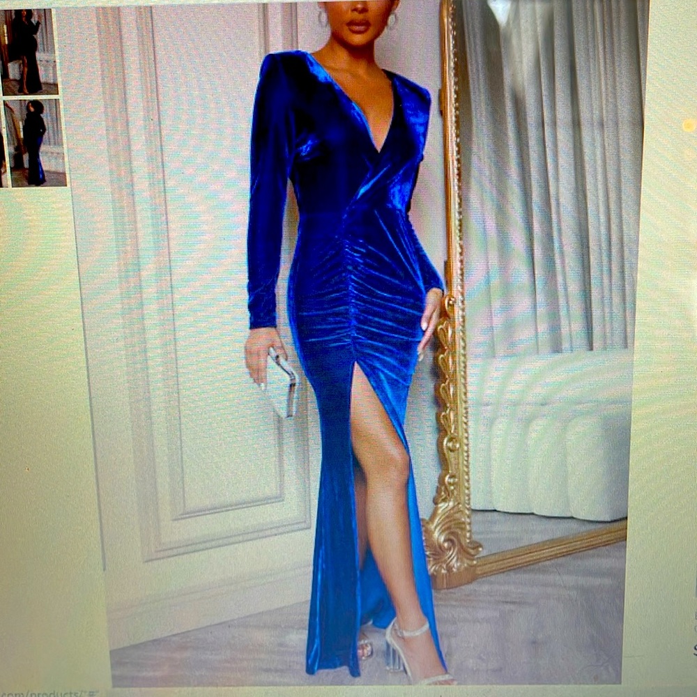 Royal blue velvet maxi dress!